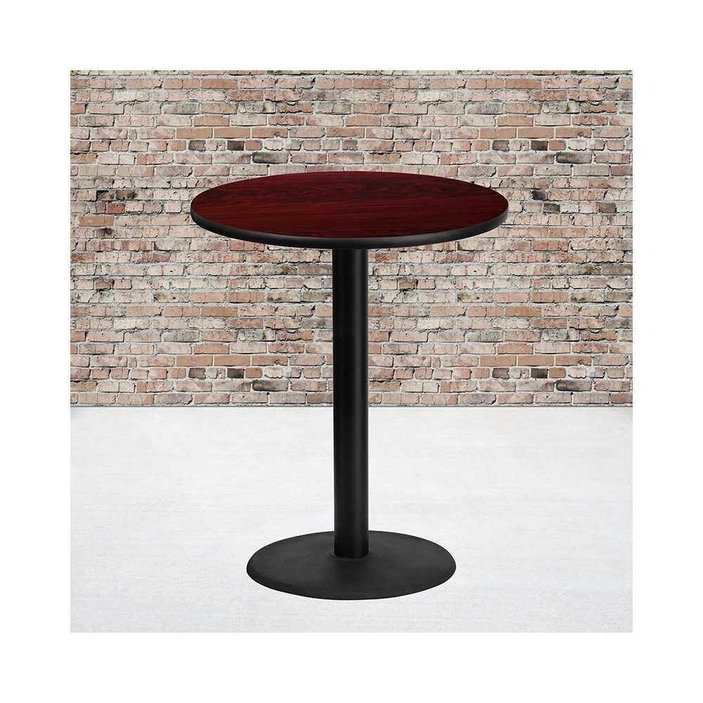 36'' Round Mahogany Laminate Table Top with 24'' Round Bar Height Table Base