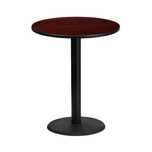 36'' Round Mahogany Laminate Table Top with 24'' Round Bar Height Table Base