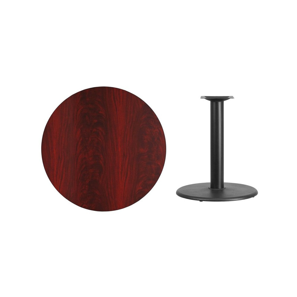 36'' Round Mahogany Laminate Table Top with 24'' Round Table Height Base