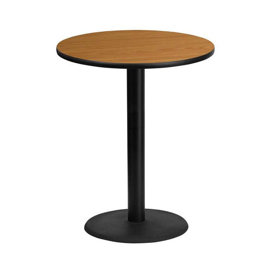 36'' Round Natural Laminate Table Top with 24'' Round Bar Height Table Base