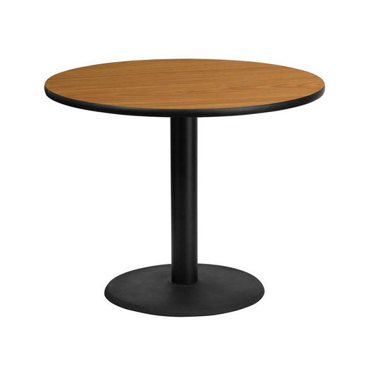 36'' Round Natural Laminate Table Top with 24'' Round Table Height Base