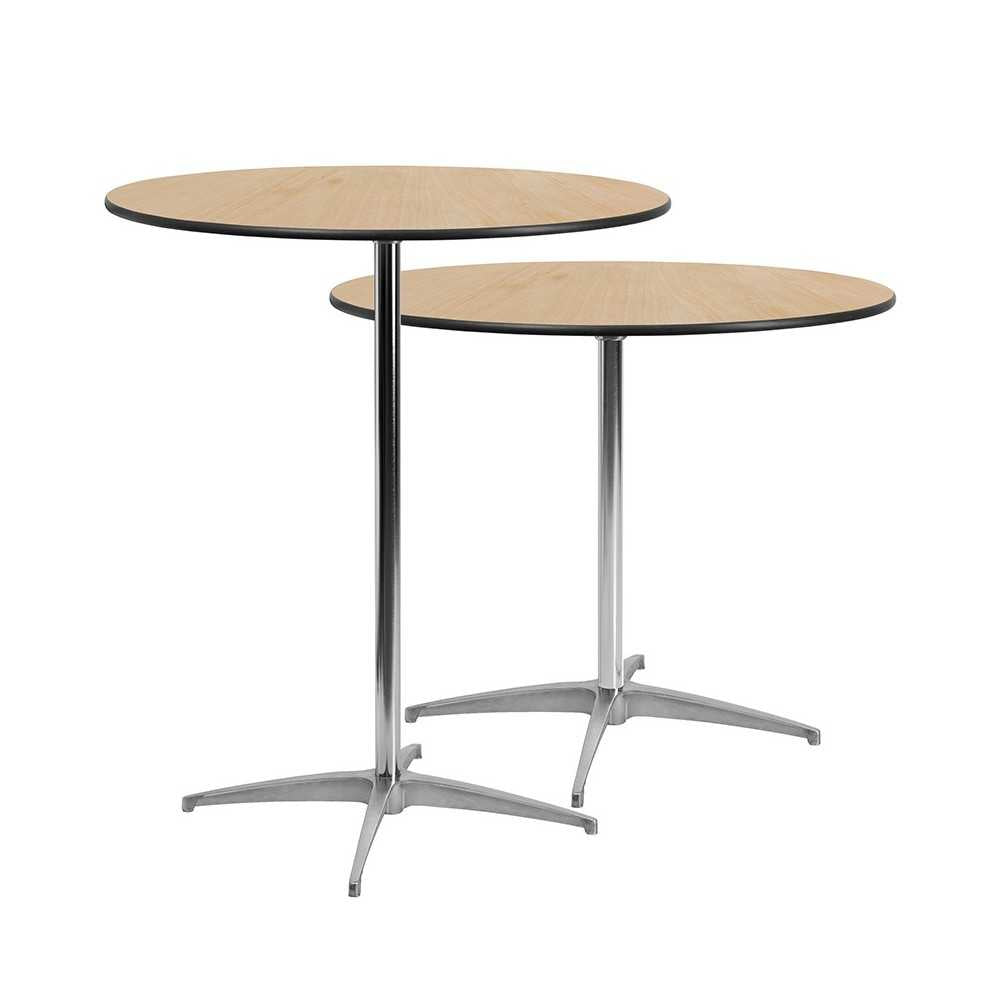 36'' Round Wood Cocktail Table with 30'' and 42'' Columns