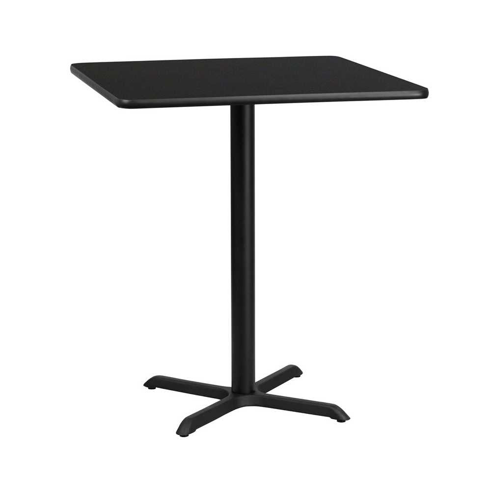 36'' Square Black Laminate Table Top with 30'' x 30'' Bar Height Table Base