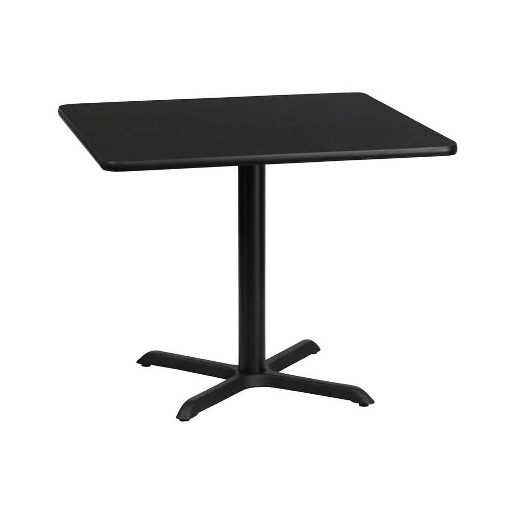 36'' Square Black Laminate Table Top with 30'' x 30'' Table Height Base