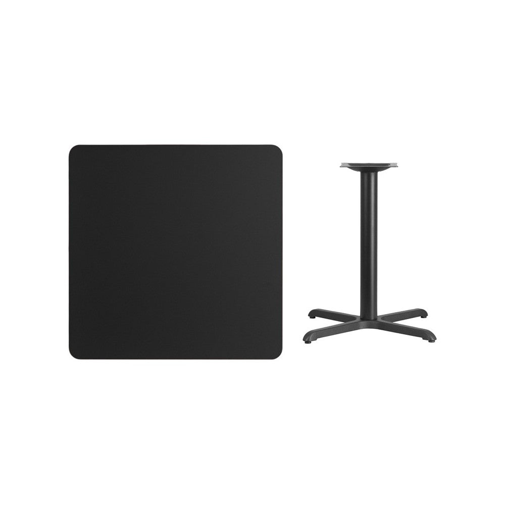 36'' Square Black Laminate Table Top with 30'' x 30'' Table Height Base