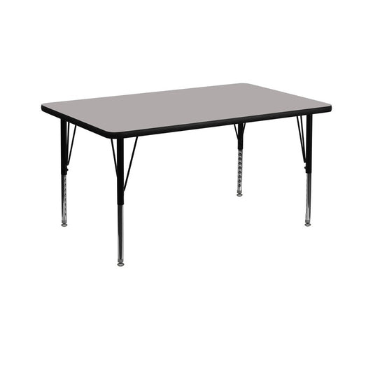 36''W x 72''L Rectangular Gray HP Laminate Activity Table - Height Adjustable Short Legs