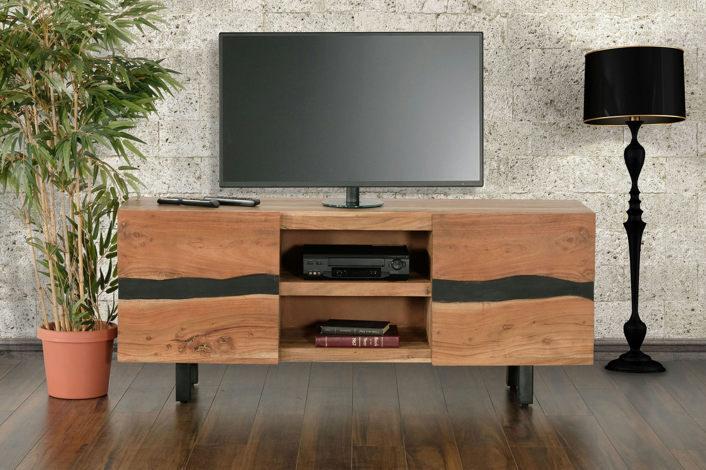 Heir 63â€ Acacia Wood Media Console with Storage