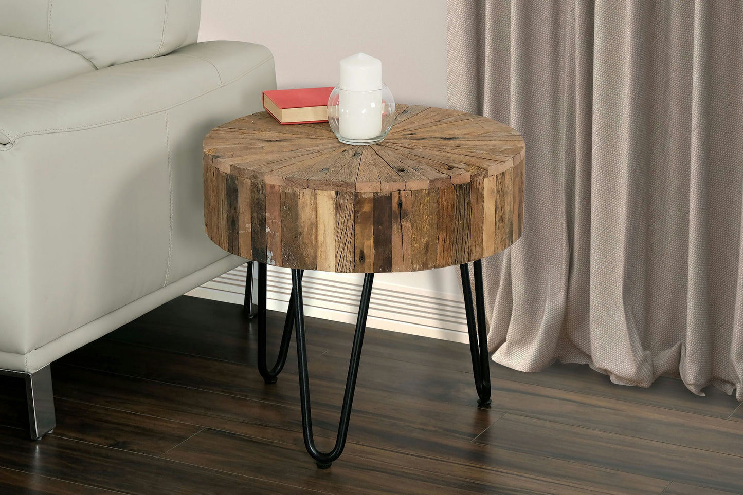 Sawyer Rustic Wood Round End Table