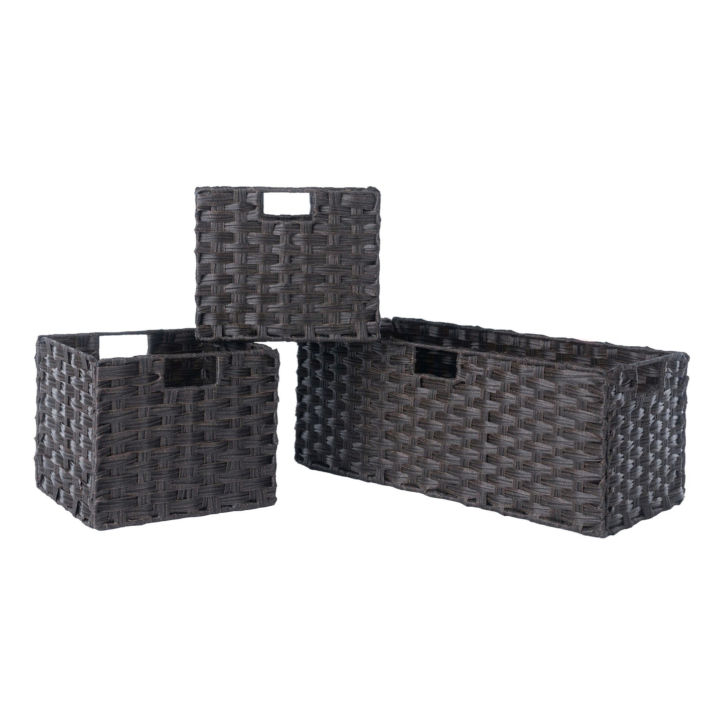 Melanie 3-Pc Foldable Woven Fiber Basket Set, Chocolate