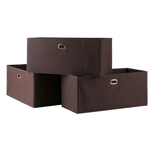 Torino 3-Pc Foldable Fabric Basket Set, Large, Chocolate