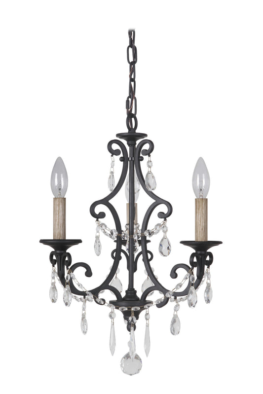 Bentley 3 Light Chandelier in Matte Black