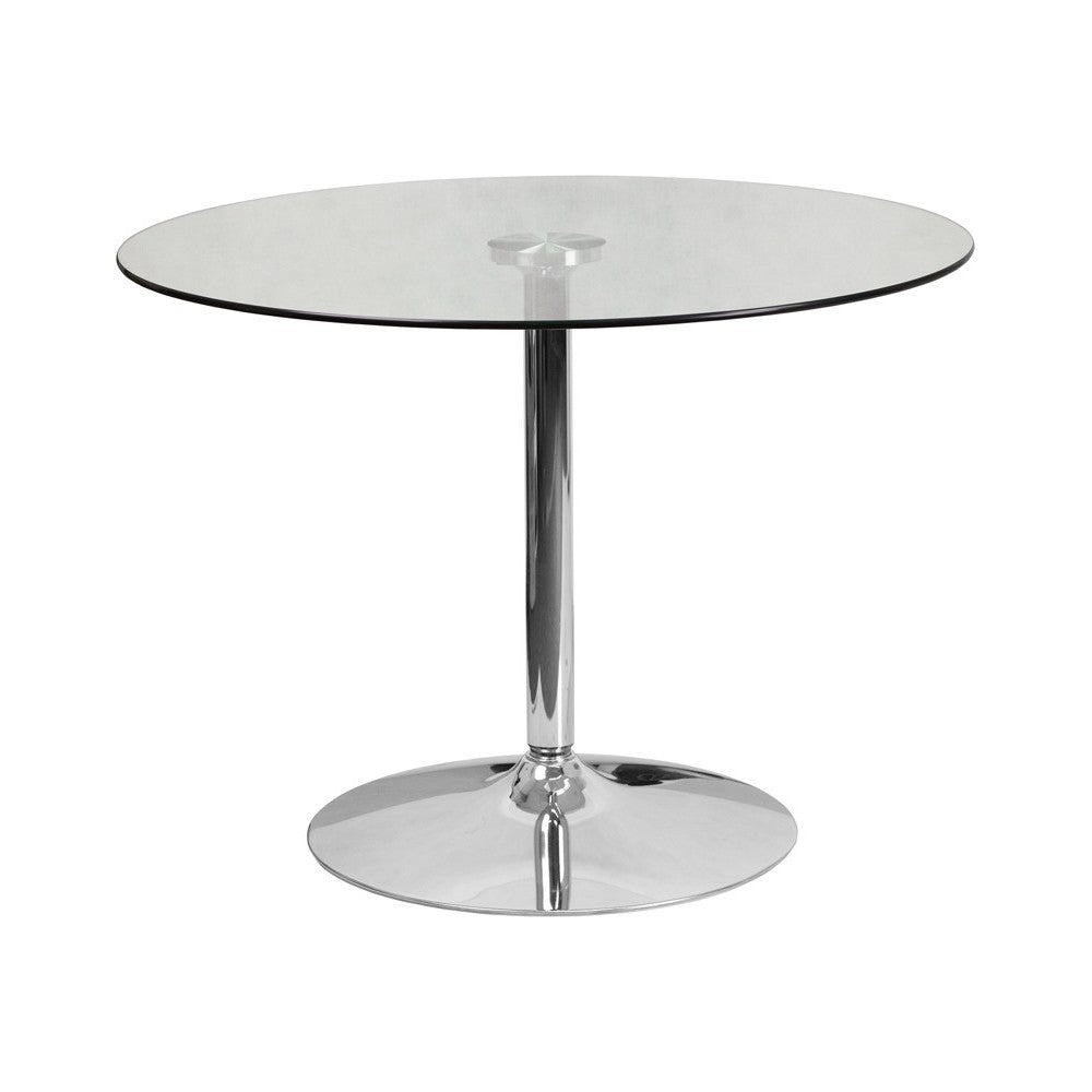 39.25'' Round Glass Table with 29''H Chrome Base