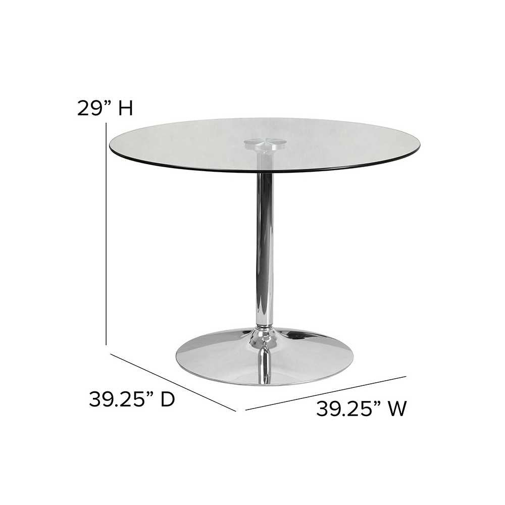 39.25'' Round Glass Table with 29''H Chrome Base