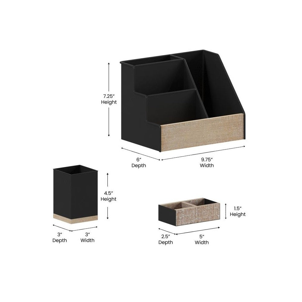 3PC Black Organizer Set