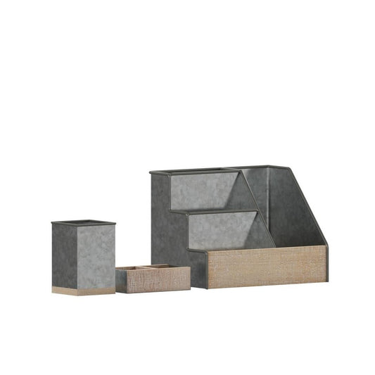 3PC Galvanized Organizer Set