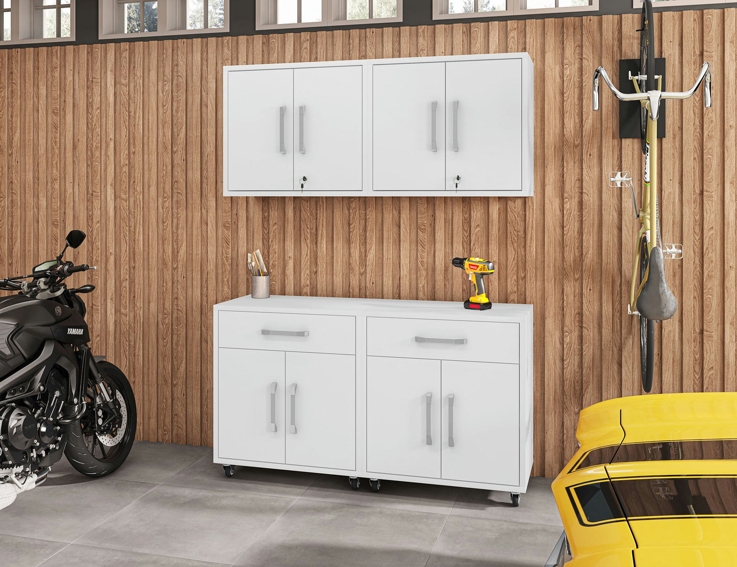 Eiffel 4-Piece Garage Storage Set in White
