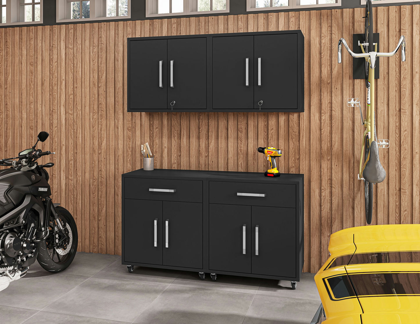 Eiffel 4-Piece Garage Storage Set in Matte Black