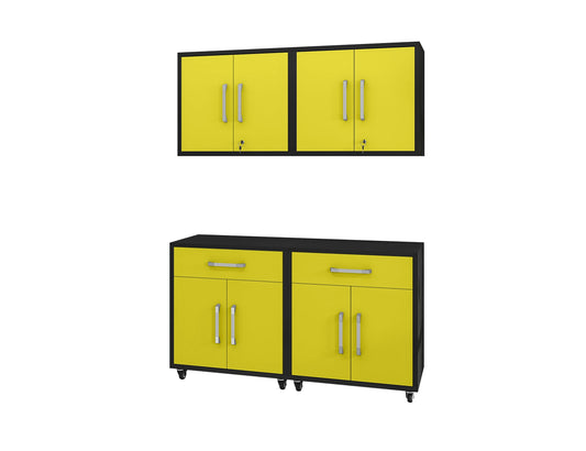 Eiffel 4-Piece Garage Storage Set in Matte Black and Yellow