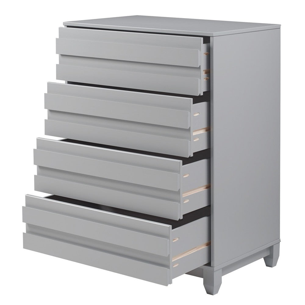 4-Drawer Solid Wood Contemporary Chest - Gray