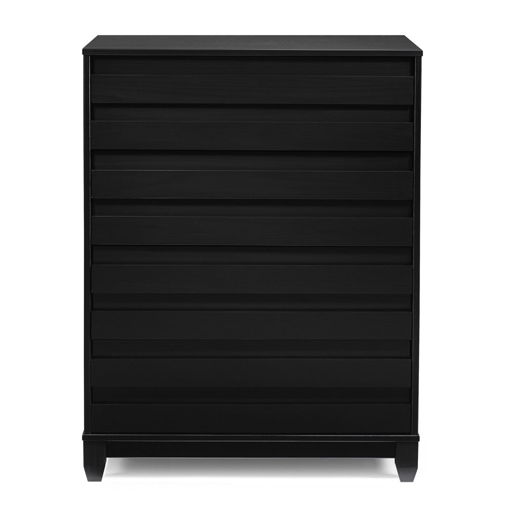 4-Drawer Solid Wood Contemporary Chest - Black