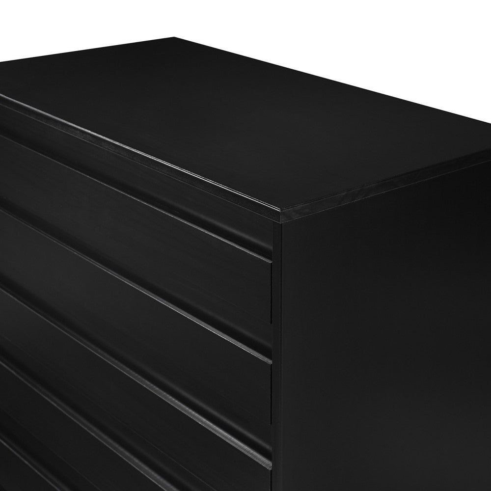 4-Drawer Solid Wood Contemporary Chest - Black