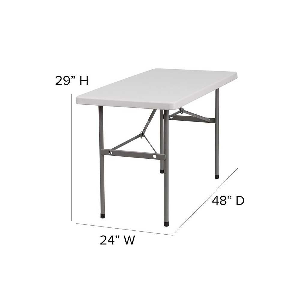 4-Foot Granite White Plastic Folding Table