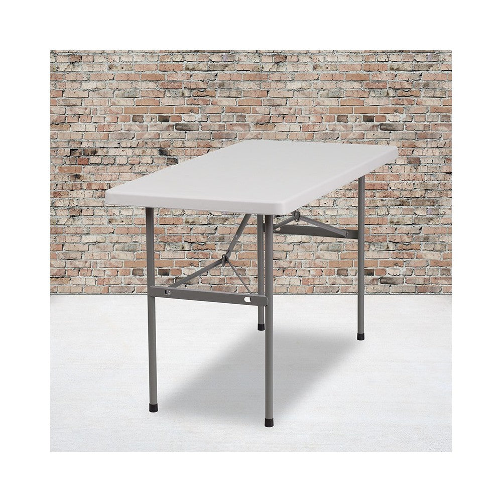 4-Foot Granite White Plastic Folding Table