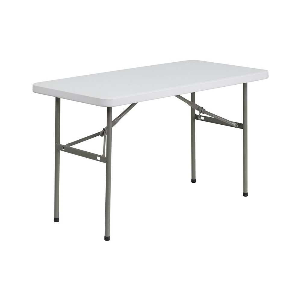 4-Foot Granite White Plastic Folding Table