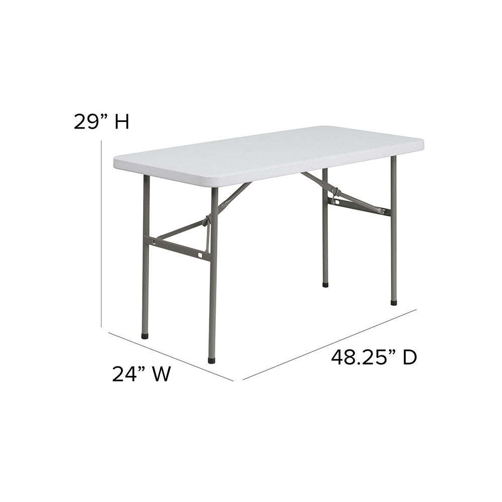 4-Foot Granite White Plastic Folding Table