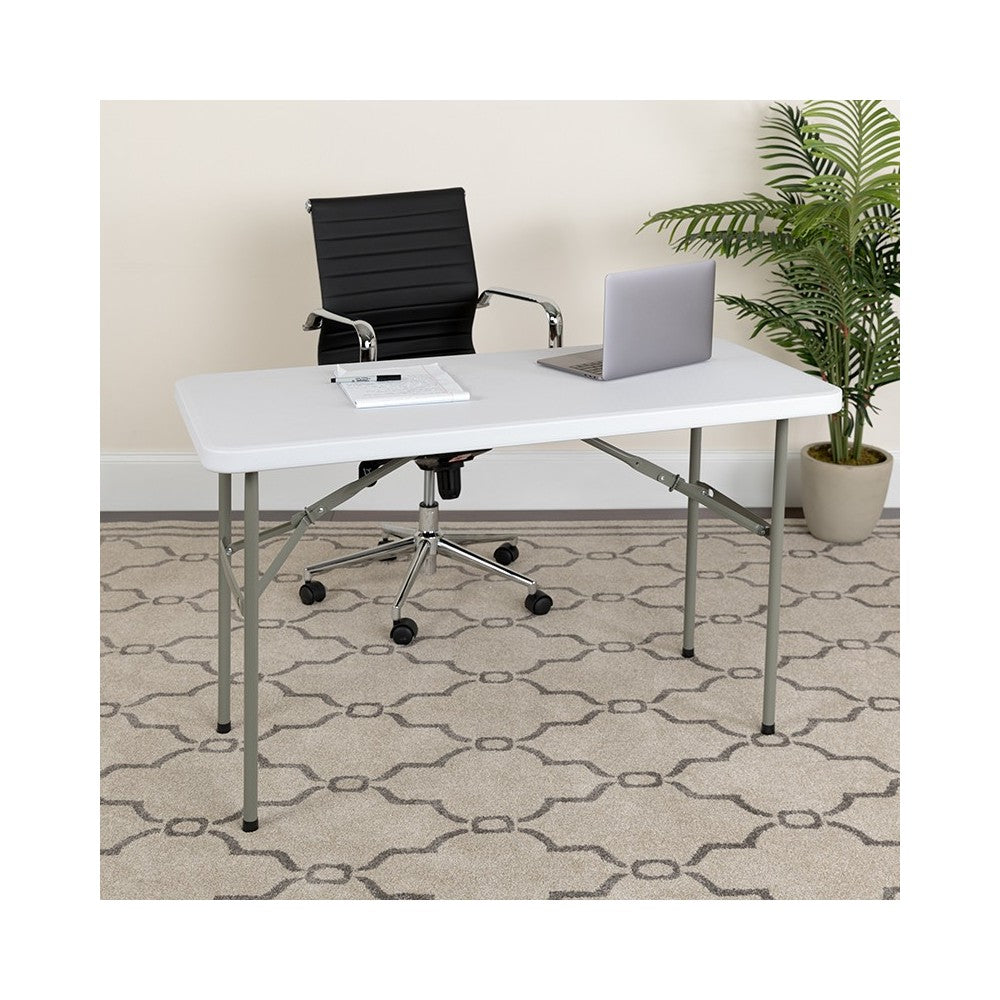 4-Foot Granite White Plastic Folding Table