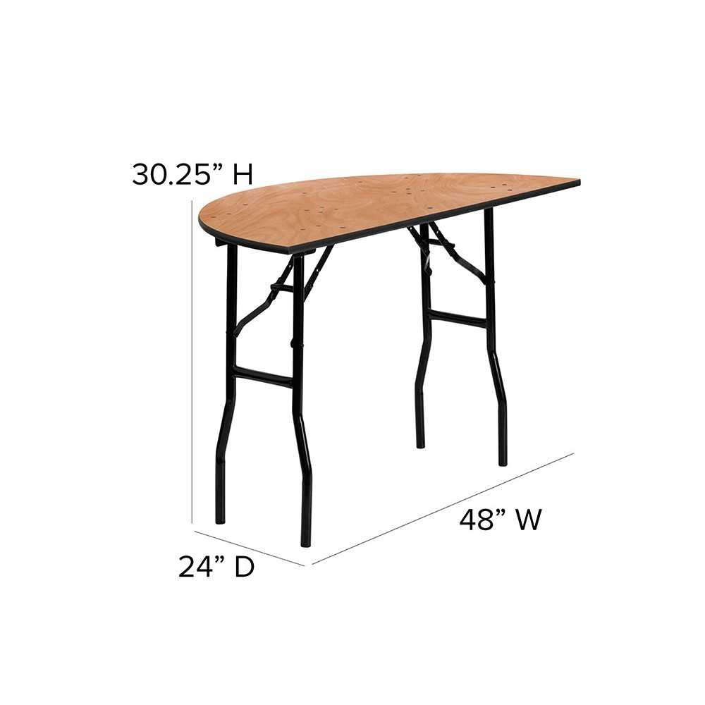 4-Foot Half-Round Wood Folding Banquet Table