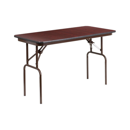 4-Foot Mahogany Melamine Laminate Folding Banquet Table