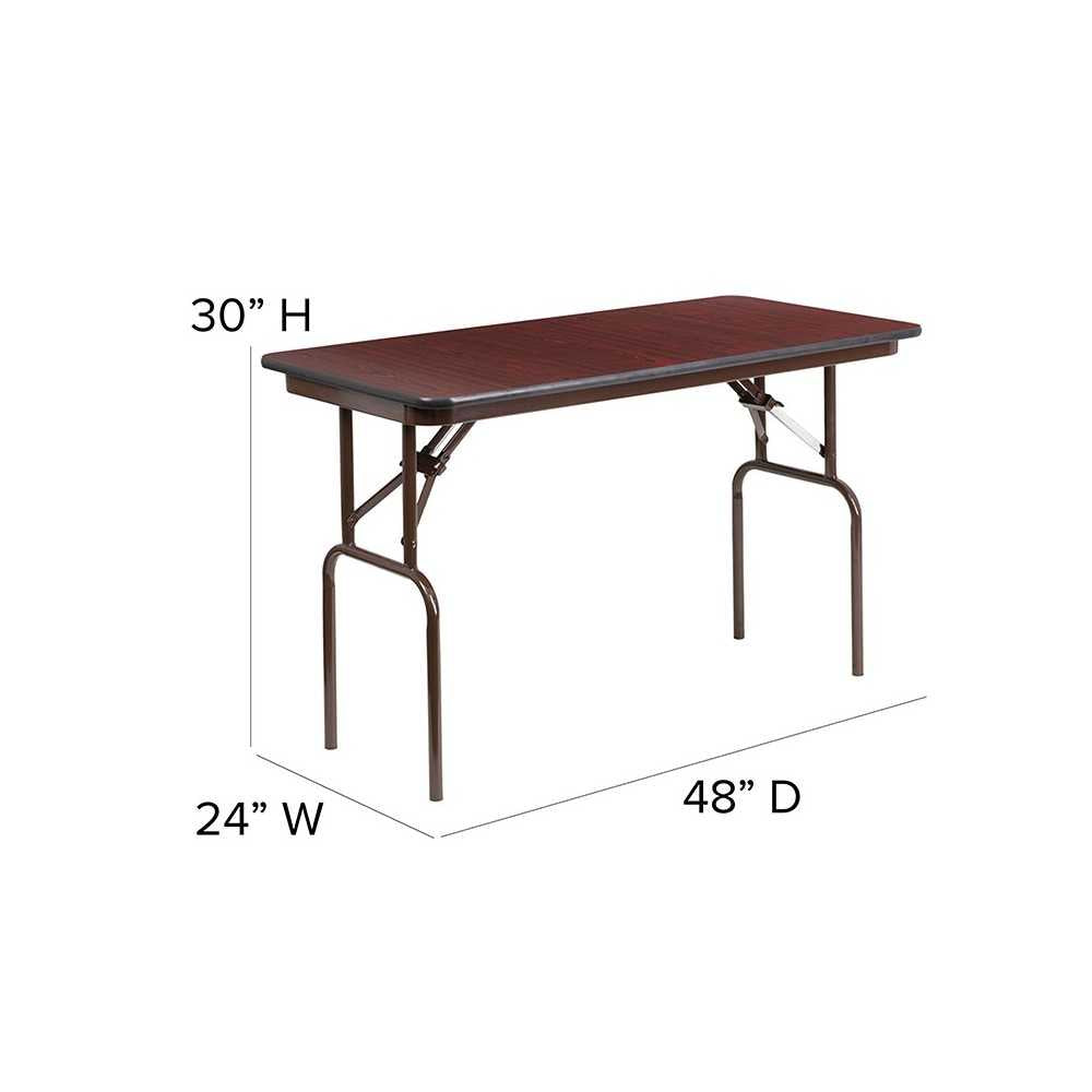 4-Foot Mahogany Melamine Laminate Folding Banquet Table