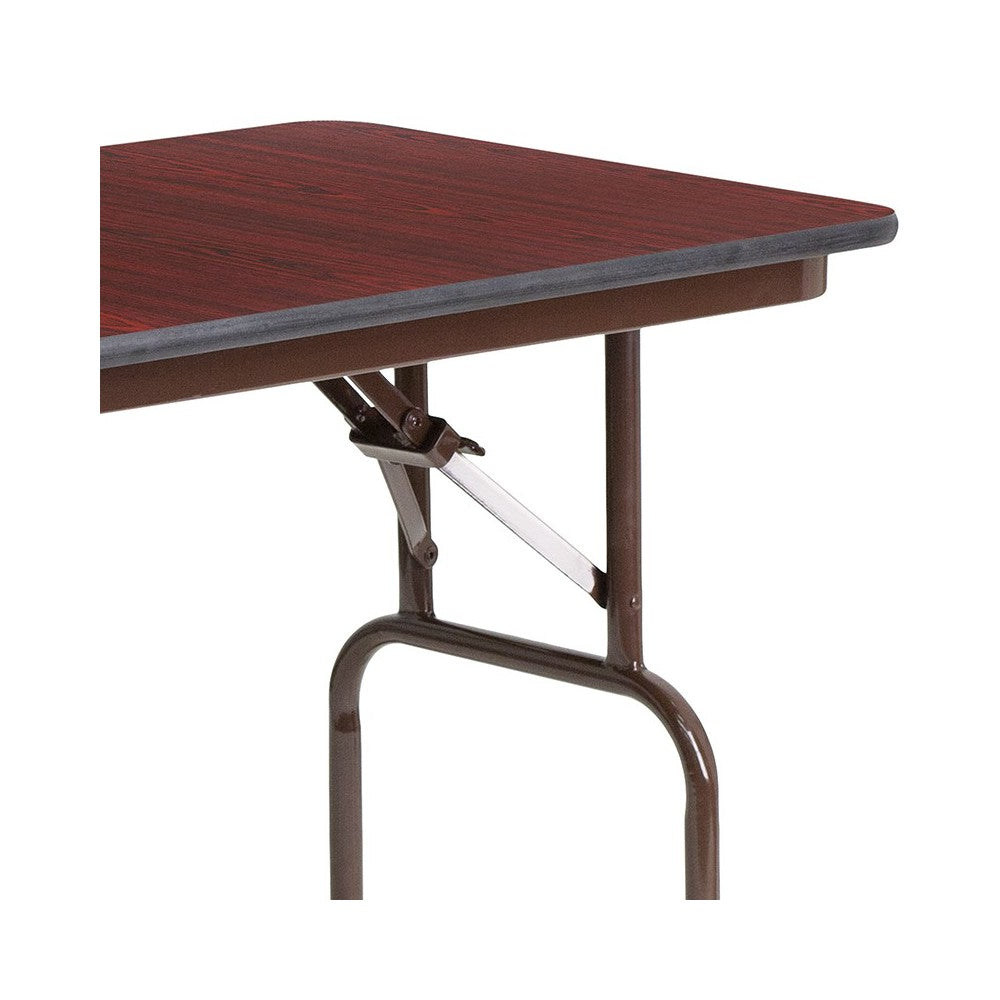 4-Foot Mahogany Melamine Laminate Folding Banquet Table