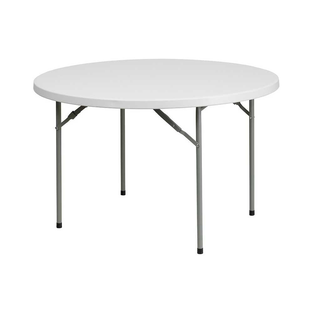 4-Foot Round Granite White Plastic Folding Table