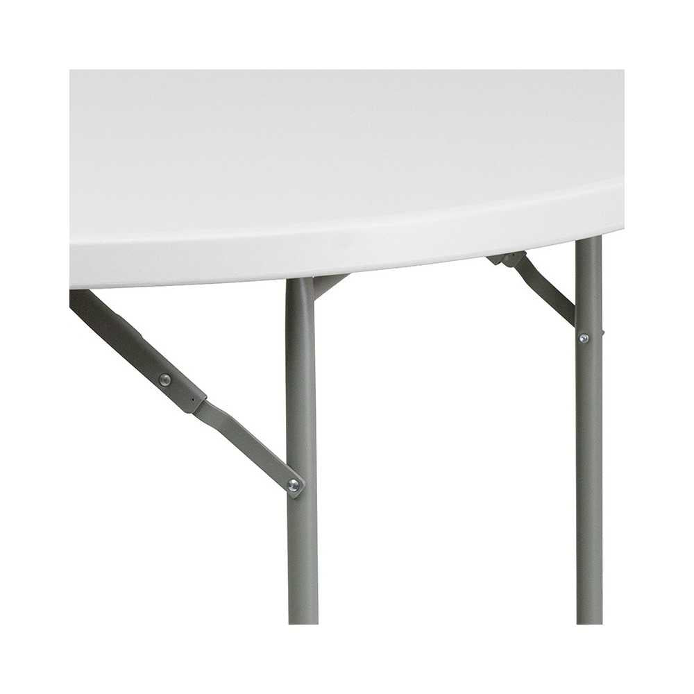 4-Foot Round Granite White Plastic Folding Table