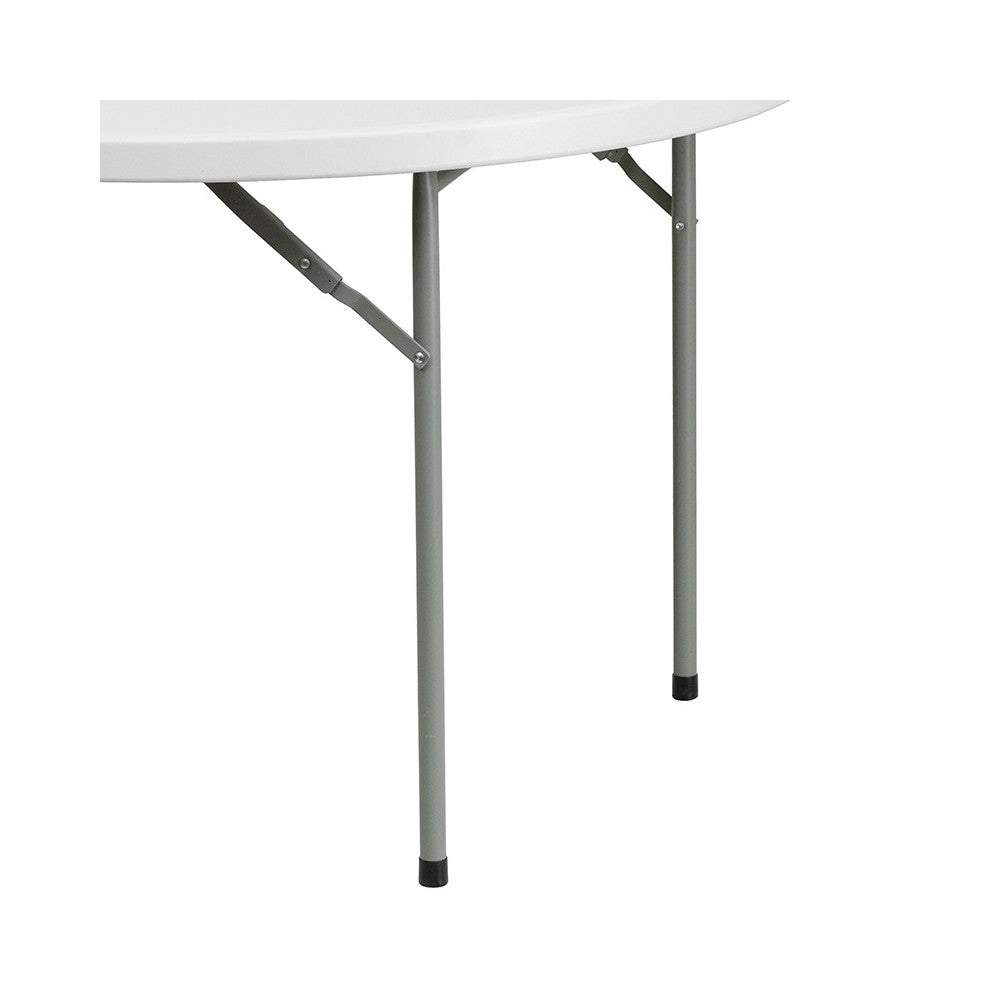 4-Foot Round Granite White Plastic Folding Table