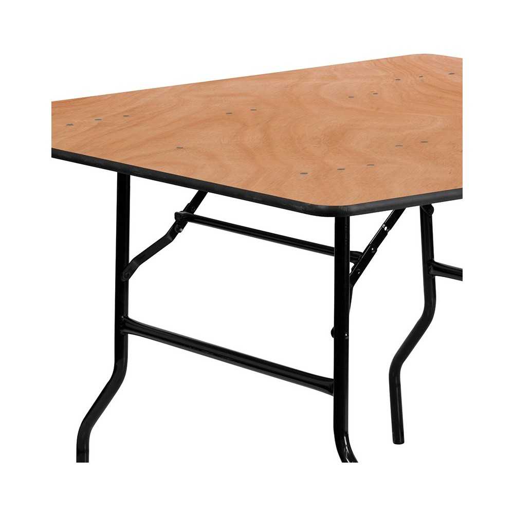 4-Foot Square Wood Folding Banquet Table