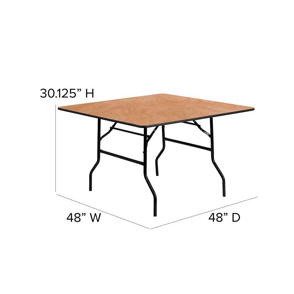 4-Foot Square Wood Folding Banquet Table