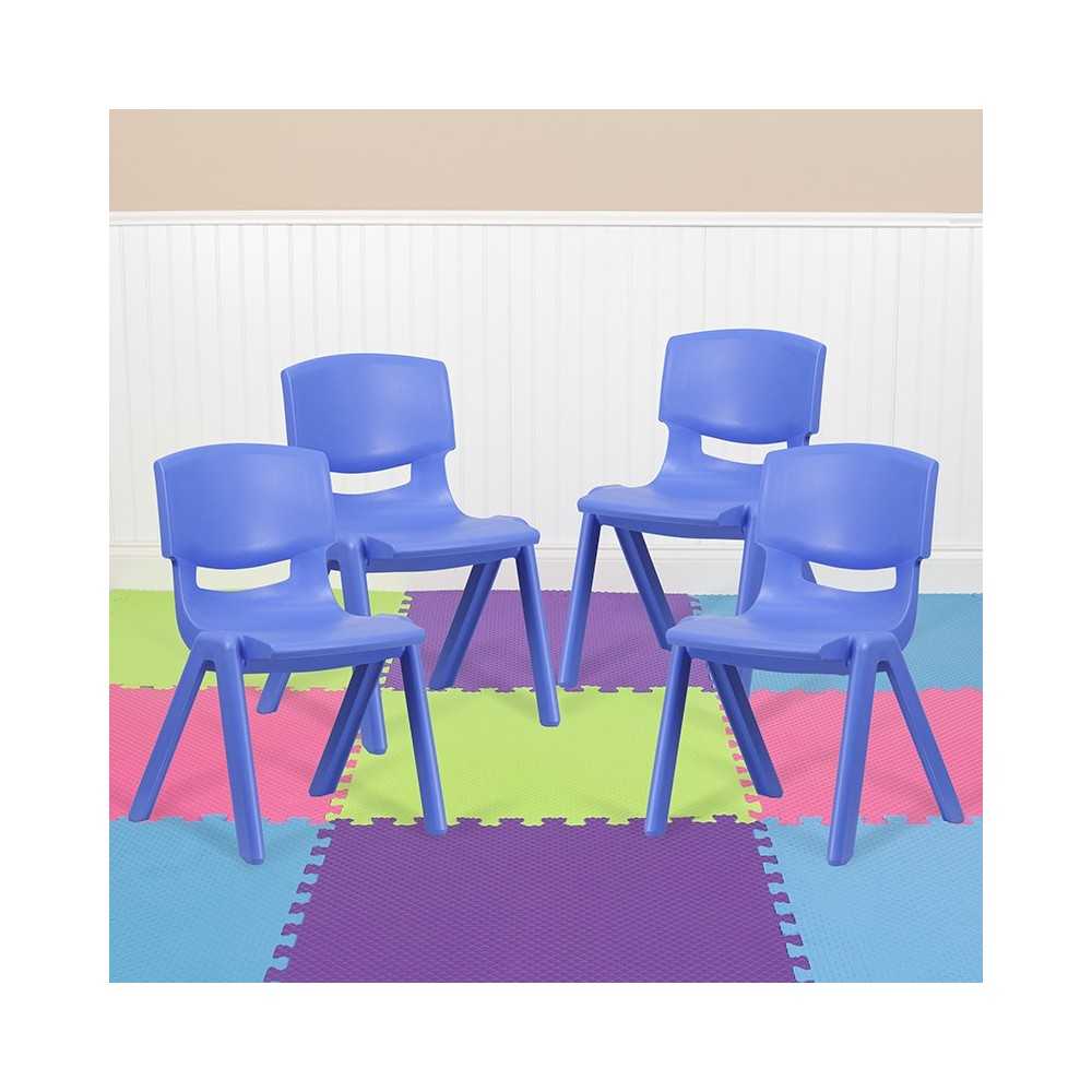 4 Pack Blue Plastic Stackable School Chair with 15.5'' Seat Height
