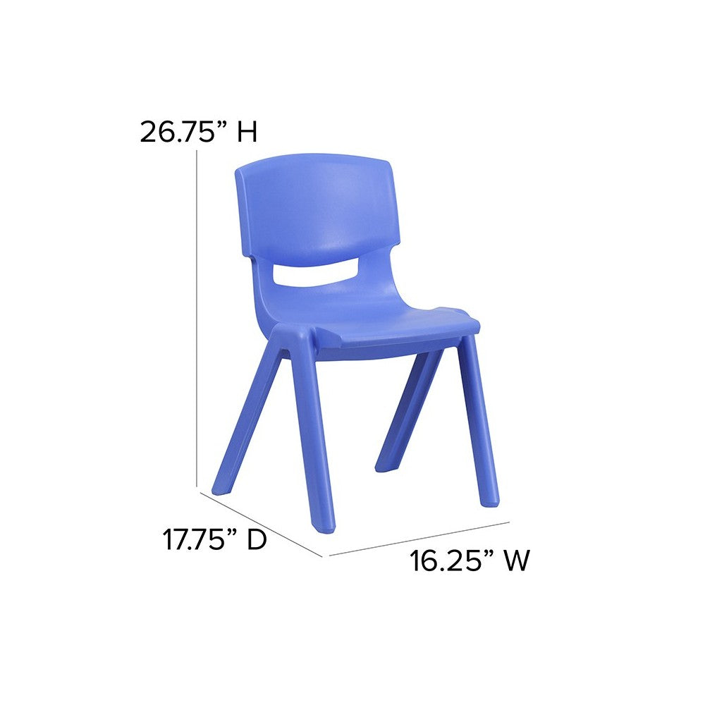 4 Pack Blue Plastic Stackable School Chair with 15.5'' Seat Height