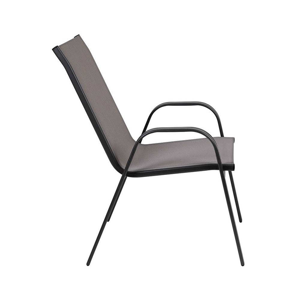 4 Pack Brazos Series Gray Outdoor Stack Chair with Flex Comfort Material and Metal Frame