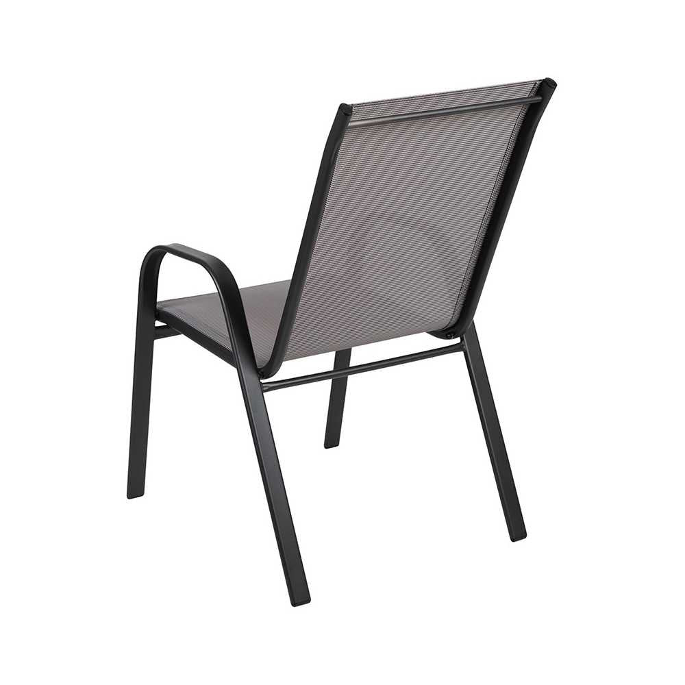 4 Pack Brazos Series Gray Outdoor Stack Chair with Flex Comfort Material and Metal Frame