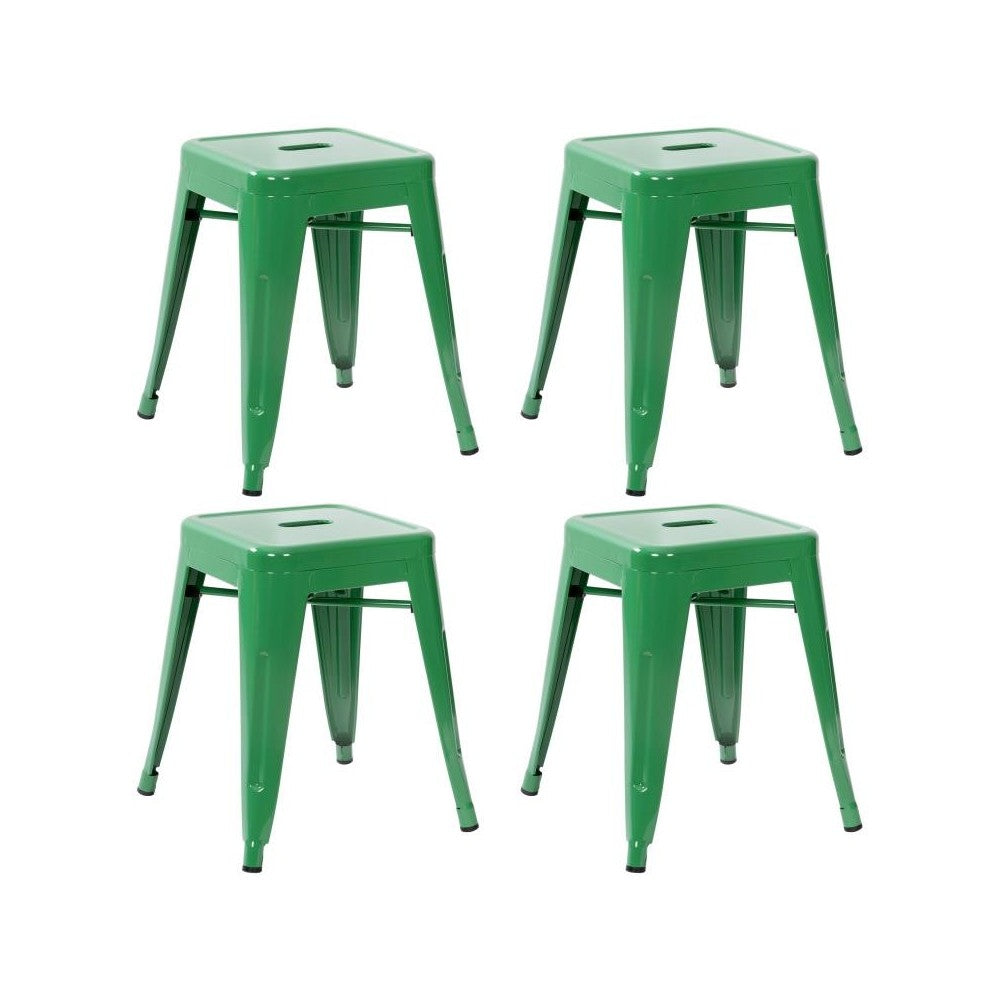 4 Pack Green Metal Stool