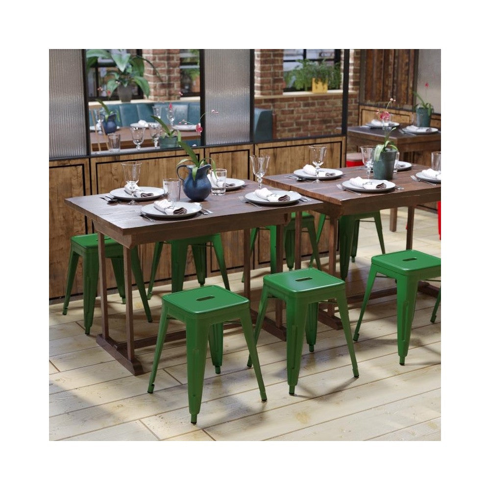 4 Pack Green Metal Stool