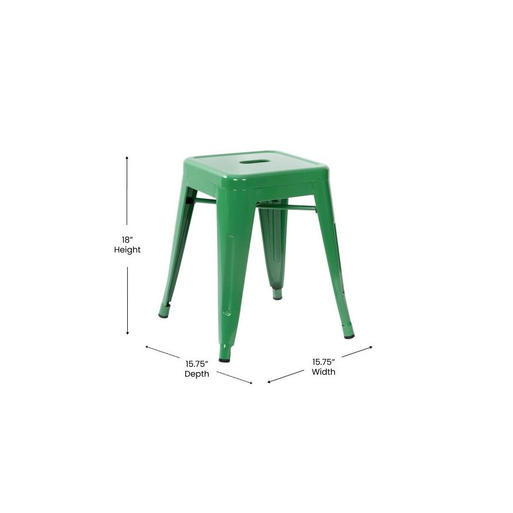 4 Pack Green Metal Stool