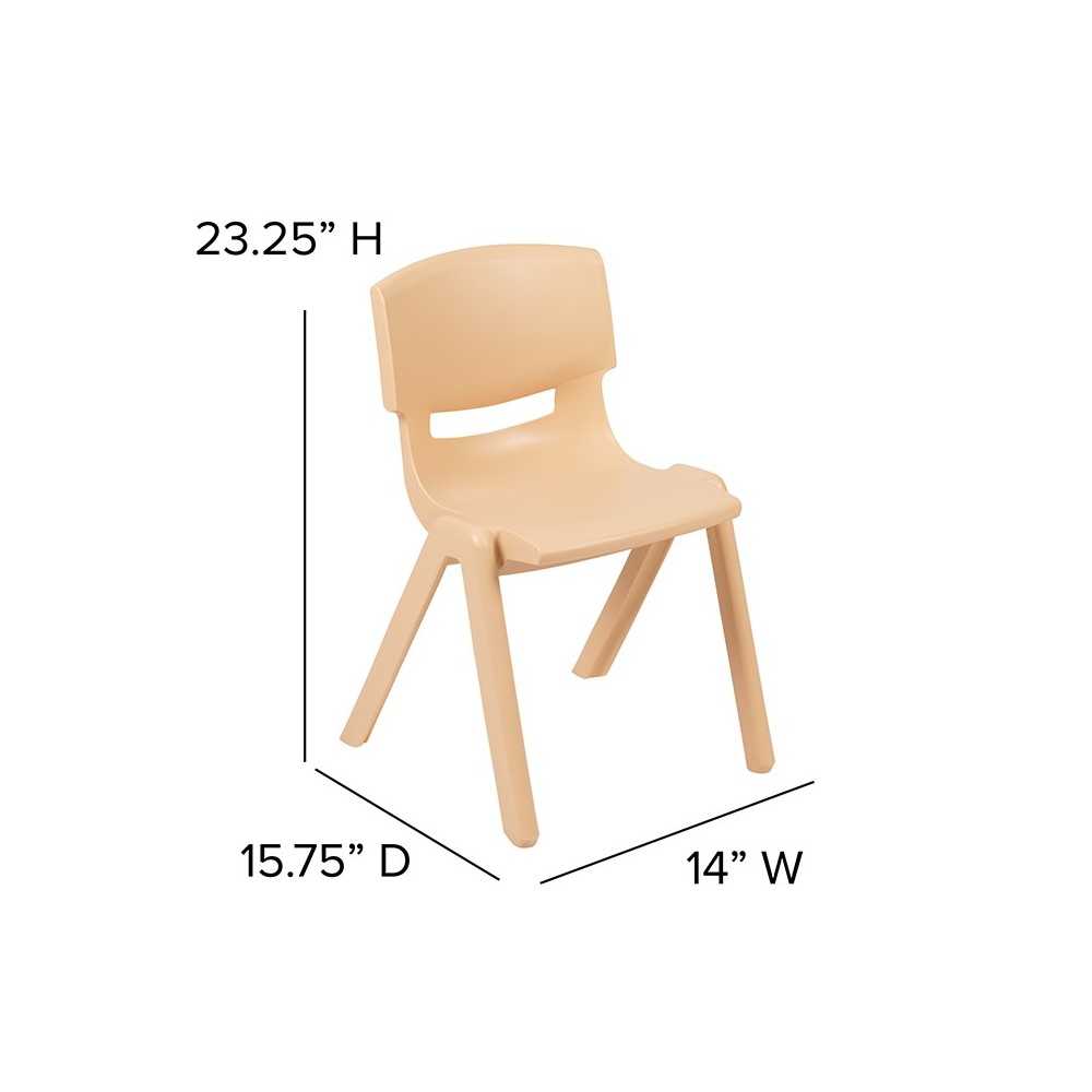 4 Pack Natural Plastic Stackable School Chair with 13.25" Seat Height