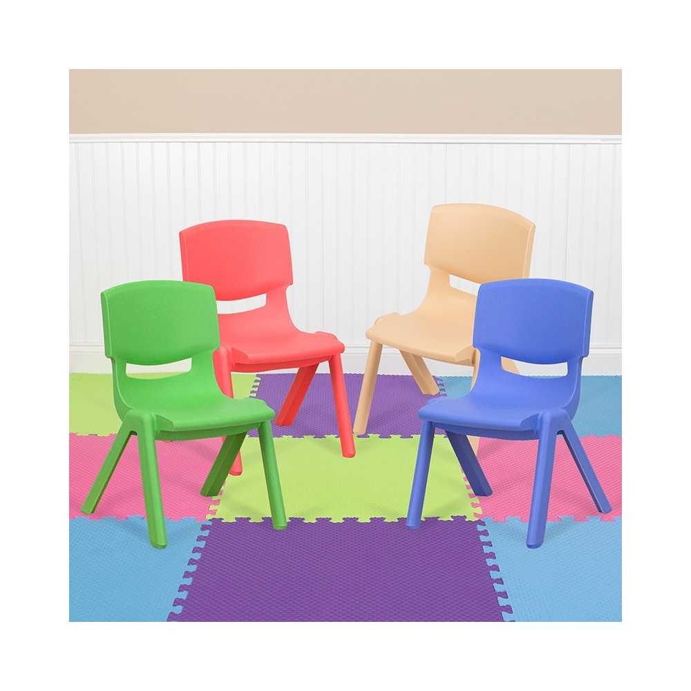 4 Pack Plastic Stackable School Chairs with 10.5" Seat Height, Assorted Colors