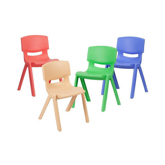 4 Pack Plastic Stackable School Chairs with 13.25" Seat Height, Assorted Colors