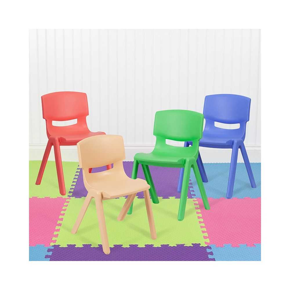4 Pack Plastic Stackable School Chairs with 13.25" Seat Height, Assorted Colors